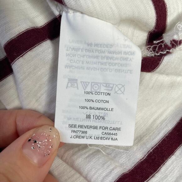 MADEWELL Red Maroon White Striped Turtleneck Longsleeve Tee Shirt XXS‎ - Picture 3 of 3